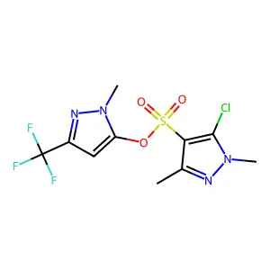 1-methyl-3-(trifluoromethyl)-1H-pyrazol-5-yl 5-chloro-1,3-dimethyl-1H-pyrazole-4-sulphonate structure