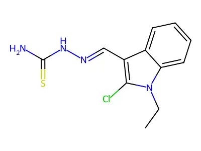 Hydrazinecarbothioamide,2-[(2-chloro-1-ethyl-1H-indol-3-YL)methylene]- structure