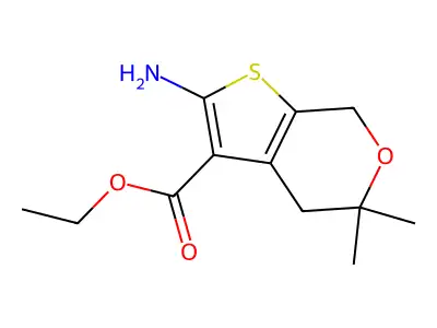 ethyl 2-amino-5,5-dimethyl-4,7-dihydro-5H-thieno[2,3-c]pyran-3-carboxylate structure