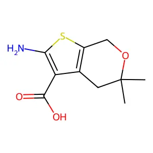2-amino-5,5-dimethyl-4,7-dihydro-5H-thieno[2,3-c]pyran-3-carboxylic acid structure
