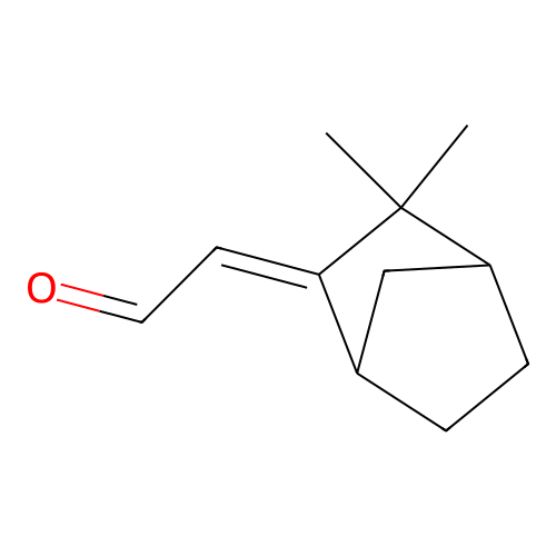 (2E)-2-(3,3-dimethyl-2-bicyclo[2.2.1]heptanylidene)acetaldehyde structure