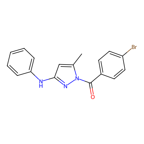 (3-Anilino-5-methyl-1-pyrazolyl)-(4-bromophenyl)methanone structure
