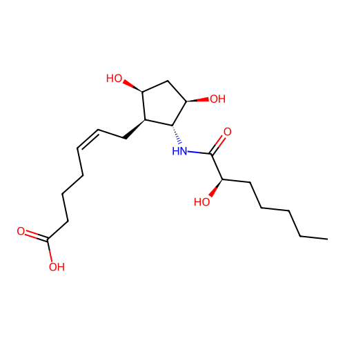 7-(N-(2R-hydroxyhexylcarbonyl)-2-amino-3,5-dihydroxycyclopentyl)-5-heptenoic acid structure
