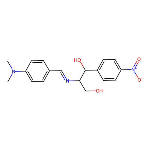 (E)-2-((4-(dimethylamino)benzylidene)amino)-1-(4-nitrophenyl)propane-1,3-diol structure