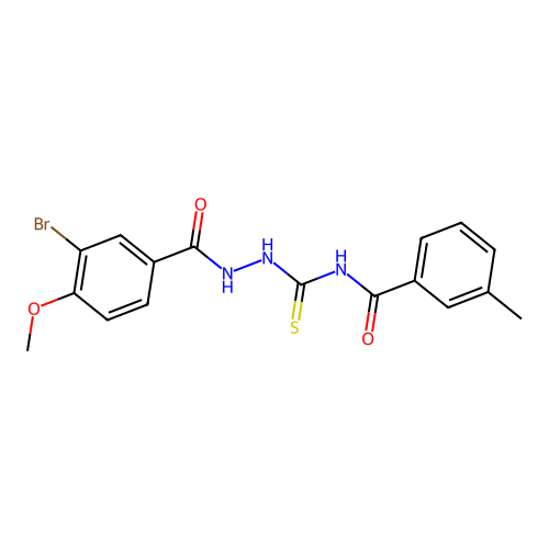 N-{[2-(3-bromo-4-methoxybenzoyl)hydrazino]carbonothioyl}-3-methylbenzamide structure