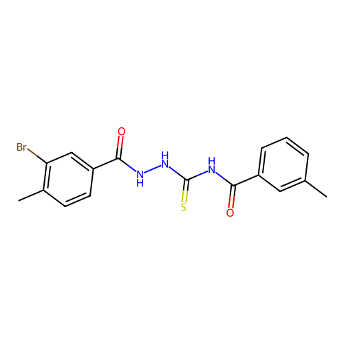 N-{[2-(3-bromo-4-methylbenzoyl)hydrazino]carbonothioyl}-3-methylbenzamide structure