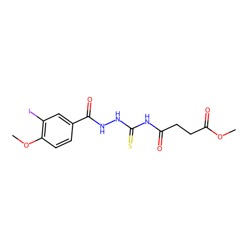 methyl 4-({[2-(3-iodo-4-methoxybenzoyl)hydrazino]carbonothioyl}amino)-4-oxobutanoate structure