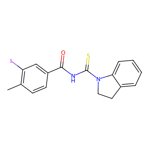N-(2,3-dihydro-1H-indol-1-ylcarbonothioyl)-3-iodo-4-methylbenzamide structure
