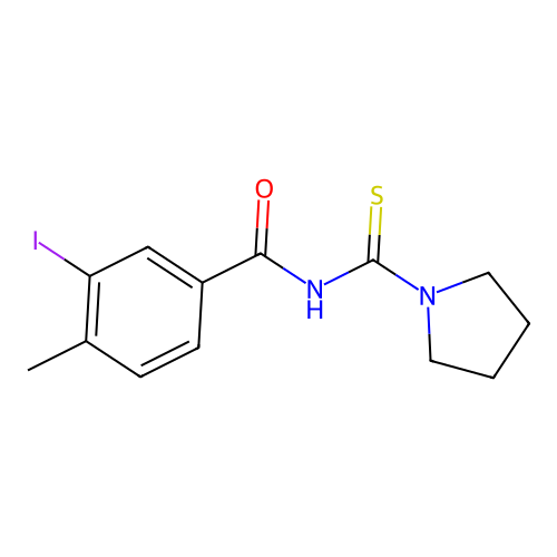 3-iodo-4-methyl-N-(1-pyrrolidinylcarbothioyl)benzamide structure