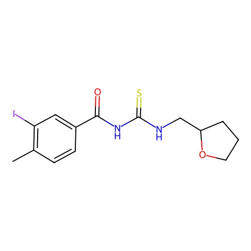 3-iodo-4-methyl-N-(oxolan-2-ylmethylcarbamothioyl)benzamide structure