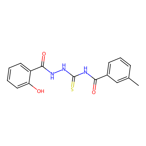 N-({2-[(2-hydroxyphenyl)carbonyl]hydrazinyl}carbonothioyl)-3-methylbenzamide structure