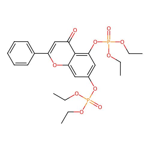 (5-Diethoxyphosphoryloxy-4-oxo-2-phenylchromen-7-yl) diethyl phosphate structure