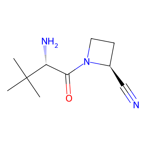 (2S)-1-[(2S)-2-amino-3,3-dimethylbutanoyl]azetidine-2-carbonitrile structure