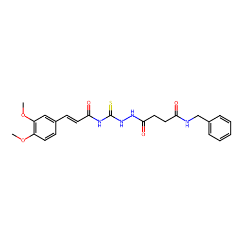 N-({2-[4-(benzylamino)-4-oxobutanoyl]hydrazino}carbonothioyl)-3-(3,4-dimethoxyphenyl)acrylamide structure