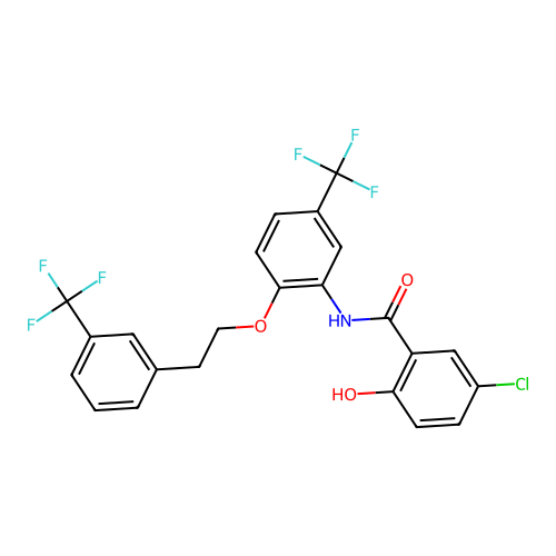benzamide,5-chloro-2-hydroxy-n-[5-(trifluoromethyl)-2-[2-[3-(trifluoromethyl)phenyl]ethoxy]phenyl]- structure