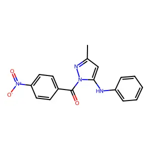 (5-Anilino-3-methylpyrazol-1-yl)-(4-nitrophenyl)methanone structure