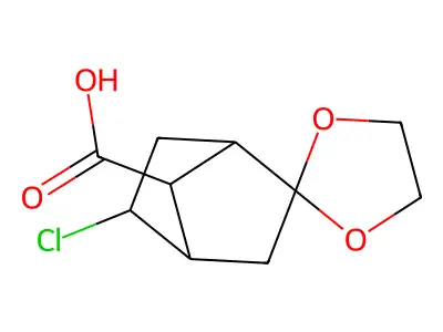 5'-Chlorospiro[1,3-dioxolane-2,2'-bicyclo[2.2.1]heptane]-7'-carboxylic acid structure