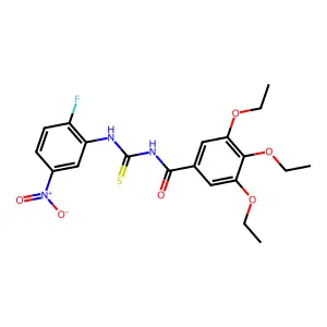 3,4,5-triethoxy-N-[(2-fluoro-5-nitrophenyl)carbamothioyl]benzamide structure