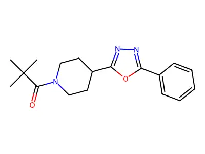 2,2-Dimethyl-1-[4-(5-phenyl-1,3,4-oxadiazol-2-yl)piperidin-1-yl]propan-1-one structure
