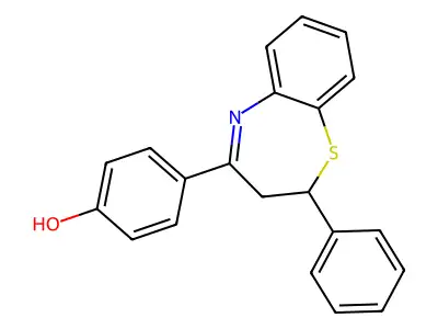 4-(2-Phenyl-2,3-dihydro-1,5-benzothiazepin-4-yl)phenol structure