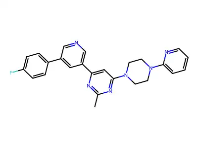 4-[5-(4-fluorophenyl)pyridin-3-yl]-2-methyl-6-(4-pyridin-2-ylpiperazin-1-yl)pyrimidine structure