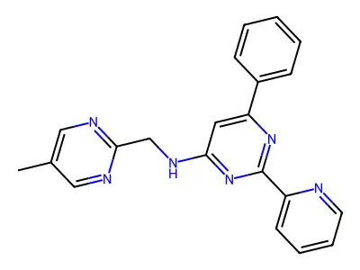 N-[(5-methylpyrimidin-2-yl)methyl]-6-phenyl-2-pyridin-2-ylpyrimidin-4-amine structure