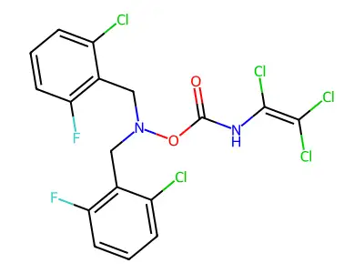 N,N-bis(2-chloro-6-fluorobenzyl)-N-({[(1,2,2-trichlorovinyl)amino]carbonyl}oxy)amine structure