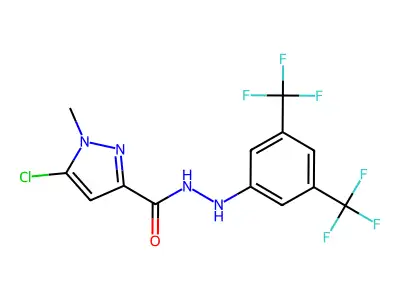 N'3-[3,5-di(trifluoromethyl)phenyl]-5-chloro-1-methyl-1H-pyrazole-3-carbohydrazide structure