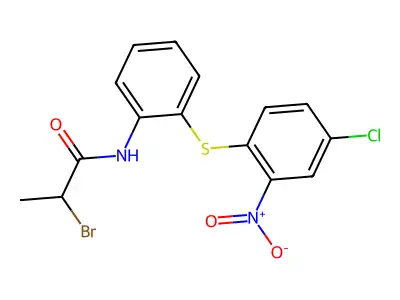 N1-(2-[(4-Chloro-2-nitrophenyl)thio]phenyl)-2-bromopropanamide structure