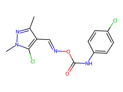 [(5-chloro-1,3-dimethylpyrazol-4-yl)methylideneamino] N-(4-chlorophenyl)carbamate structure
