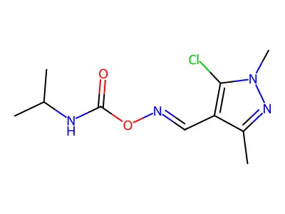1H-Pyrazole-4-carboxaldehyde, 5-chloro-1,3-dimethyl-, O-[[(1-methylethyl)amino]carbonyl]oxime structure