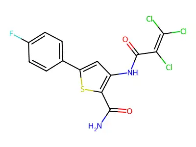 5-(4-Fluorophenyl)-3-[(2,3,3-trichloroacryloyl)amino]thiophene-2-carboxamide structure