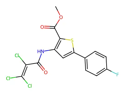 methyl 5-(4-fluorophenyl)-3-[(2,3,3-trichloroacryloyl)amino]thiophene-2-carboxylate structure