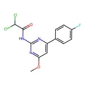 N1-[4-(4-fluorophenyl)-6-methoxypyrimidin-2-yl]-2,2-dichloroacetamide structure