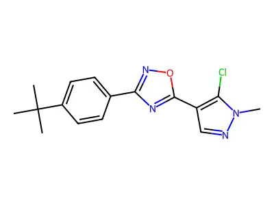 3-(4-Tert-butylphenyl)-5-(5-chloro-1-methylpyrazol-4-yl)-1,2,4-oxadiazole structure