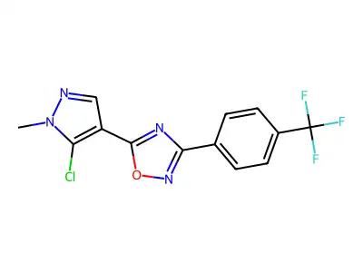 5-(5-chloro-1-methyl-1H-pyrazol-4-yl)-3-[4-(trifluoromethyl)phenyl]-1,2,4-oxadiazole structure