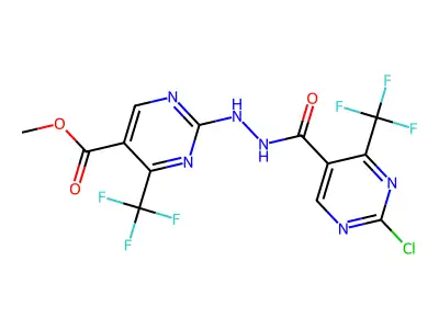 methyl 2-(2-{[2-chloro-4-(trifluoromethyl)pyrimidin-5-yl]carbonyl}hydrazino)-4-(trifluoromethyl)pyrimidine-5-carboxylate structure