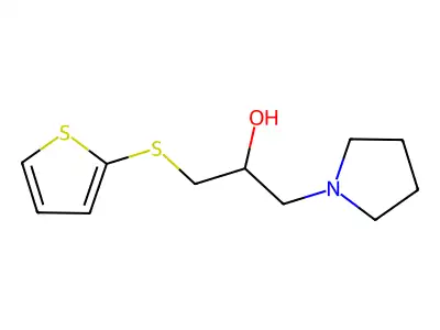 1-tetrahydro-1H-pyrrol-1-yl-3-(2-thienylthio)propan-2-ol structure