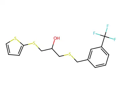 1-(2-Thienylthio)-3-{[3-(trifluoromethyl)benzyl]thio}propan-2-ol structure