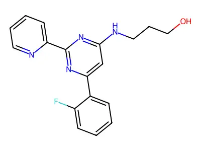 3-[[6-(2-Fluorophenyl)-2-pyridin-2-ylpyrimidin-4-yl]amino]propan-1-ol structure