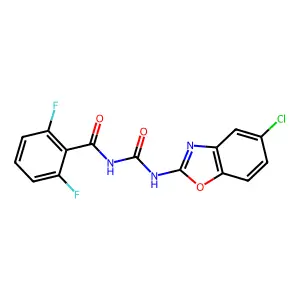N-[(5-chloro-1,3-benzoxazol-2-yl)carbamoyl]-2,6-difluorobenzamide structure