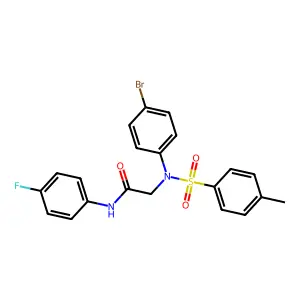 2-(4-bromo-N-(4-methylphenyl)sulfonylanilino)-N-(4-fluorophenyl)acetamide structure