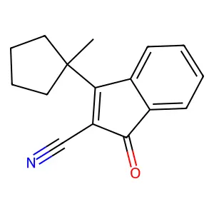 1H-Indene-2-carbonitrile, 3-(1-methylcyclopentyl)-1-oxo- structure