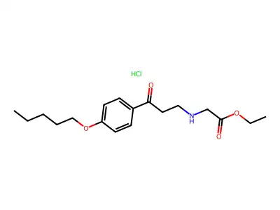 Glycine, N-(3-oxo-3-(4-(pentyloxy)phenyl)propyl)-, ethyl ester, hydrochloride structure