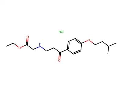 Glycine, N-(3-(4-(3-methylbutoxy)phenyl)-3-oxopropyl)-, ethyl ester, hydrochloride structure