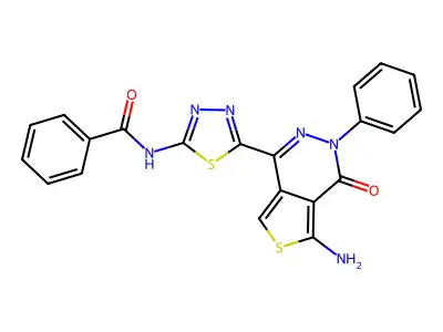 N-[5-(5-amino-4-oxo-3-phenylthieno[3,4-d]pyridazin-1-yl)-1,3,4-thiadiazol-2-yl]benzamide structure