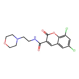 6,8-dichloro-N-[2-(4-morpholinyl)ethyl]-2-oxo-2H-chromene-3-carboxamide structure