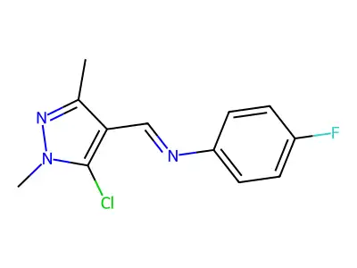 N1-[(5-chloro-1,3-dimethyl-1H-pyrazol-4-yl)methylidene]-4-fluoroaniline structure