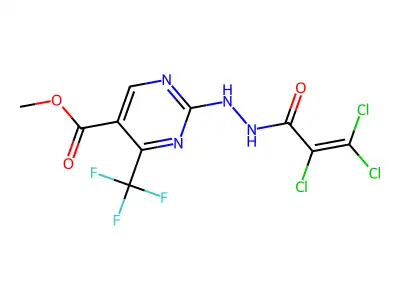 methyl 2-[2-(2,3,3-trichloroacryloyl)hydrazino]-4-(trifluoromethyl)pyrimidine-5-carboxylate structure