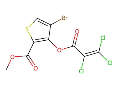 methyl 4-bromo-3-[(2,3,3-trichloroacryloyl)oxy]thiophene-2-carboxylate structure